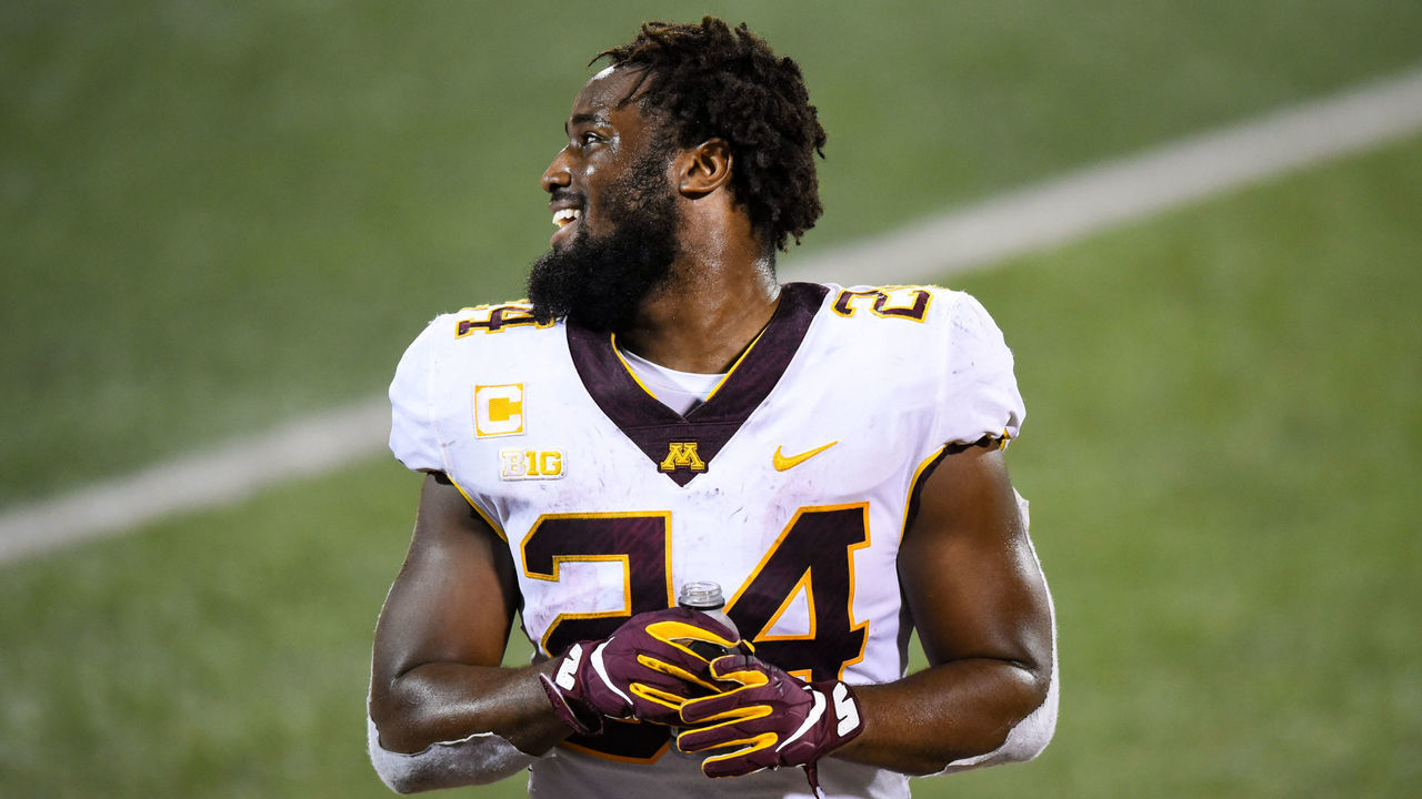 CHAMPAIGN, IL - NOVEMBER 07: Minnesota RB Mohamed Ibrahim (24) during a college football game between the Minnesota Golden Gophers and Illinois Fighting Illini on November 7, 2020 at Memorial Stadium in Champaign, Ill