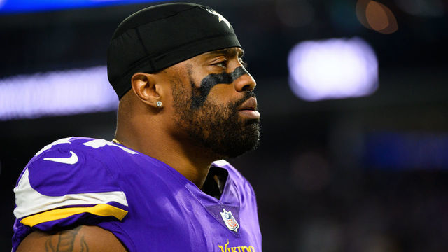 MINNEAPOLIS, MN - OCTOBER 31: Everson Griffen #97 of the Minnesota Vikings walks the sidelines before the game against the Dallas Cowboys at U.S. Bank Stadium on October 31, 2021 in Minneapolis, Minnesota.