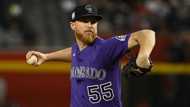 PHOENIX, ARIZONA - OCTOBER 01: Jon Gray #55 of the Colorado Rockies delivers a pitch against the Arizona Diamondbacks at Chase Field on October 01, 2021 in Phoenix, Arizona.