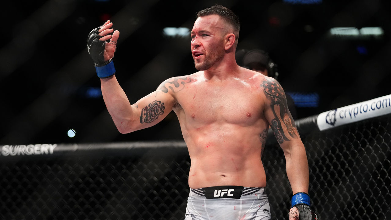 NEW YORK, NEW YORK - NOVEMBER 06: Colby Covington battles Kamaru Usman in their UFC welterweight championship fight during the UFC 268 event at Madison Square Garden on November 06, 2021 in New York City.