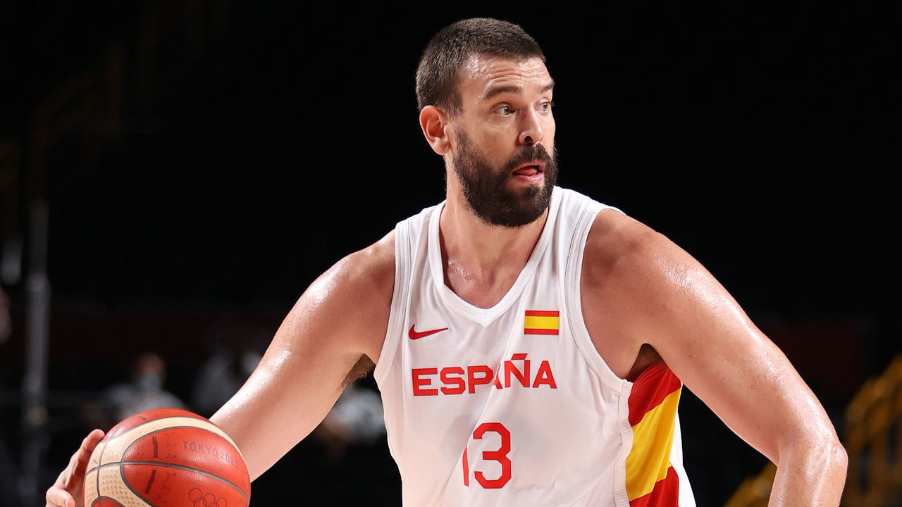 SAITAMA, JAPAN - JULY 29: Marc Gasol #13 of Team Spain drives to the basket against Argentina during the first half of a Men's Preliminary Round Group C game on day six of the Tokyo 2020 Olympic Games at Saitama Super Arena on July 29, 2021 in Saitama, Japan.