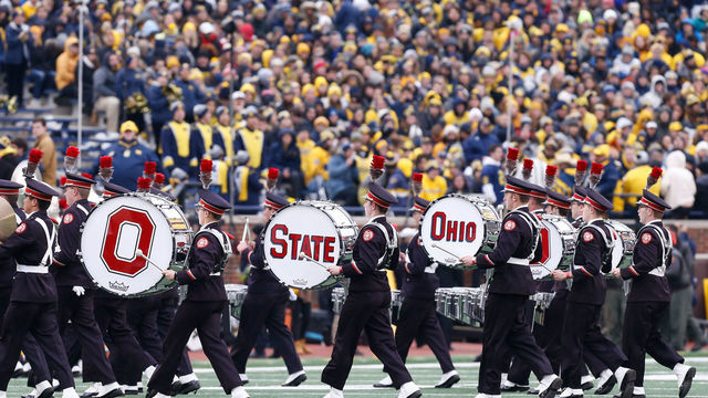 ANN ARBOR, MI - NOVEMBER 30: The drum section of the Ohio State marching band performs during halftime of a regular season Big 10 Conference game between the Ohio State Buckeyes (2) and the Michigan Wolverines (10) on November 30, 2019 at Michigan Stadium in Ann Arbor, Michigan.