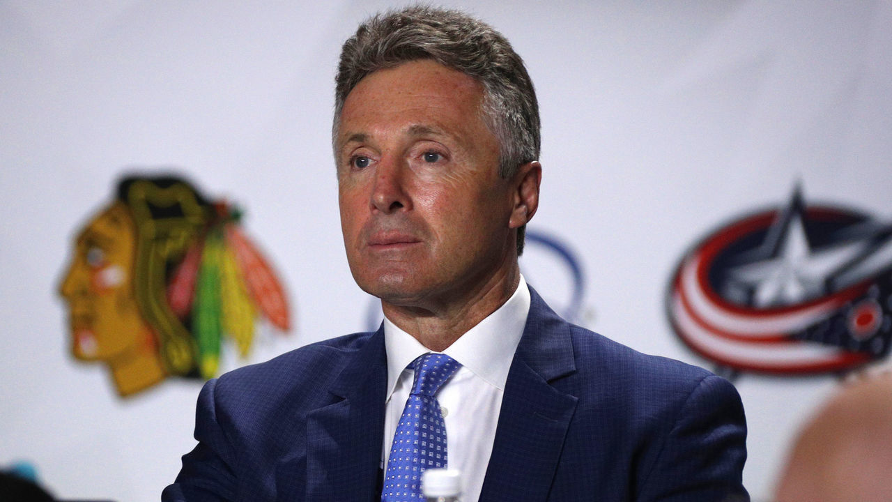 VANCOUVER, BRITISH COLUMBIA - JUNE 21: General manager Doug Wilson of the San Jose Sharks looks on during the first round of the 2019 NHL Draft at Rogers Arena on June 21, 2019 in Vancouver, Canada.