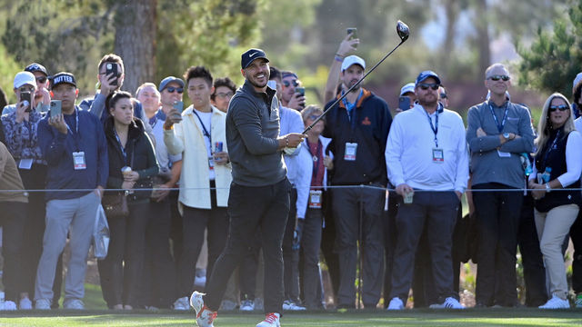 LAS VEGAS, NEVADA - NOVEMBER 26: Brooks Koepka plays his shot from the fourth tee during Capital One's The Match V: Bryson v Brooks at Wynn Golf Course on November 26, 2021 in Las Vegas, Nevada.
