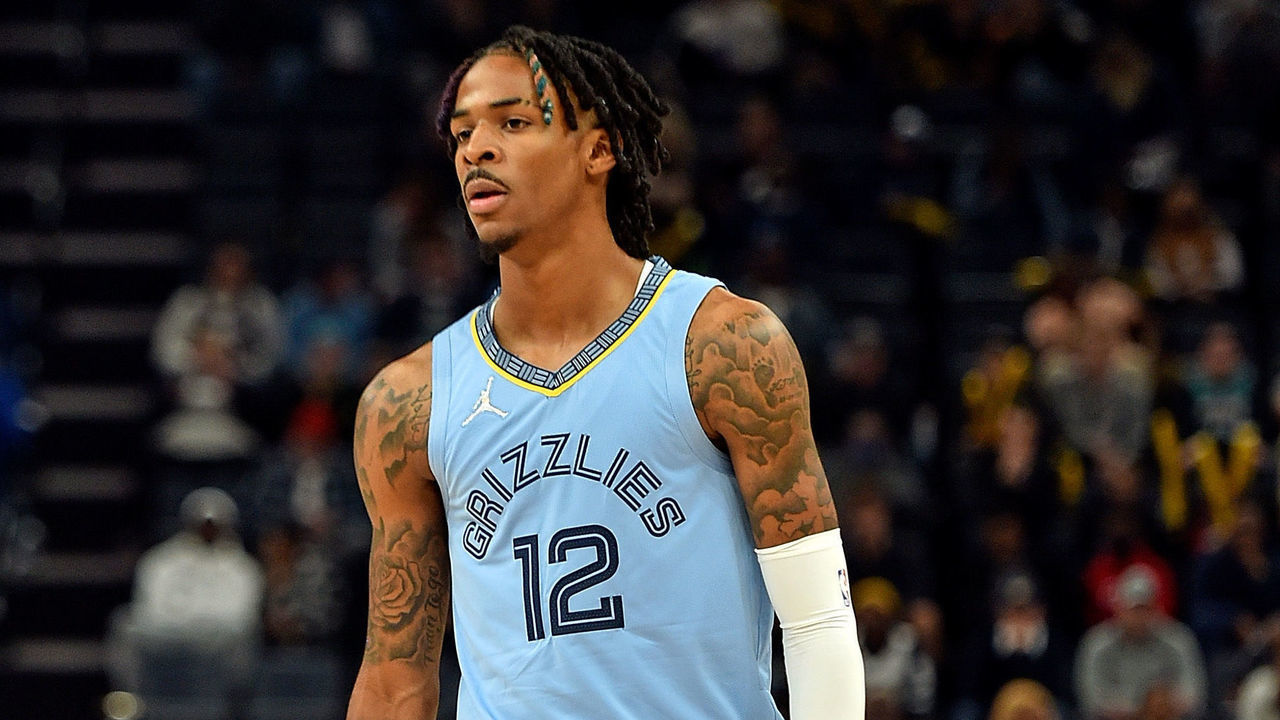 MEMPHIS, TENNESSEE - NOVEMBER 26: Ja Morant #12 of the Memphis Grizzlies during the game against the Atlanta Hawks at FedExForum on November 26, 2021 in Memphis, Tennessee.
