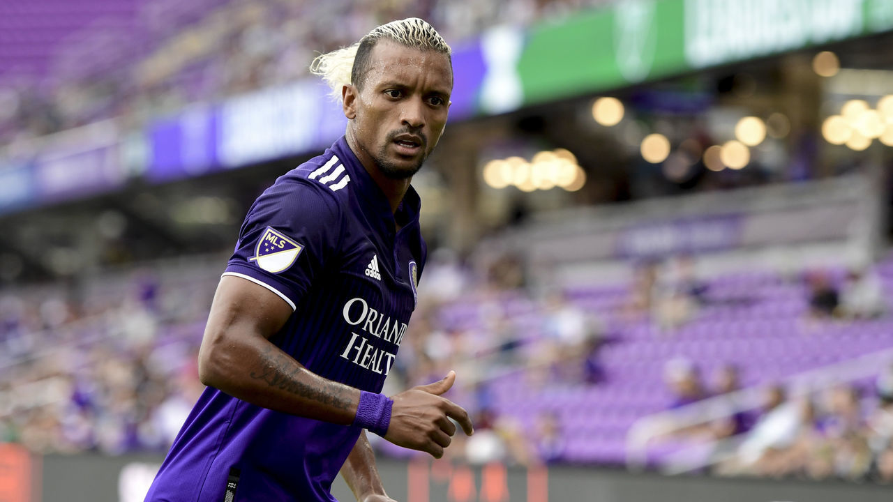 ORLANDO, FLORIDA - AUGUST 12: Nani #17 of Orlando City SC looks on during the first half against the Santos Laguna during the Leagues Cup Quarterfinals at Exploria Stadium on August 12, 2021 in Orlando, Florida.