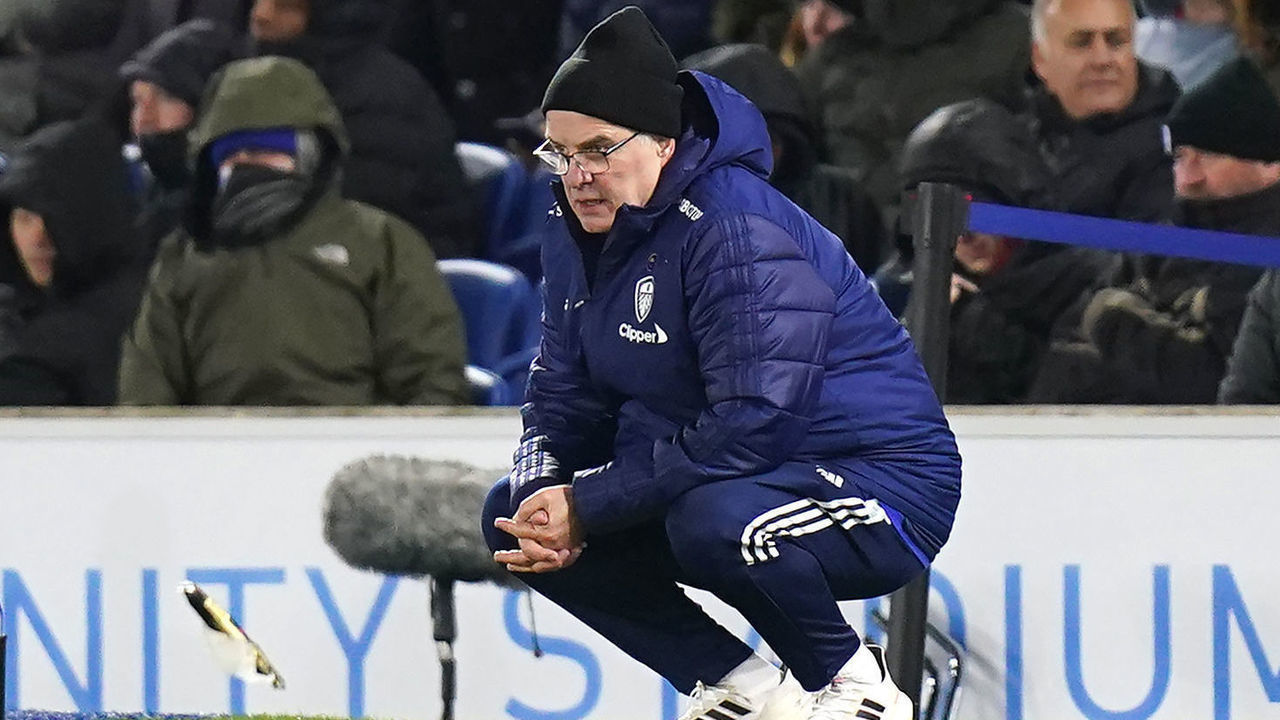 Leeds United manager Marcelo Bielsa on the touchline during the Premier League match at the American Express Community Stadium, Brighton. Picture date: Saturday November 27, 2021.