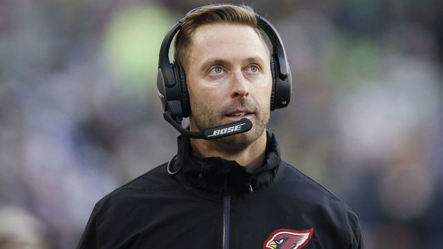 SEATTLE, WASHINGTON - NOVEMBER 21: Head coach Kliff Kingsbury of the Arizona Cardinals looks on during the second half against the Seattle Seahawks at Lumen Field on November 21, 2021 in Seattle, Washington.