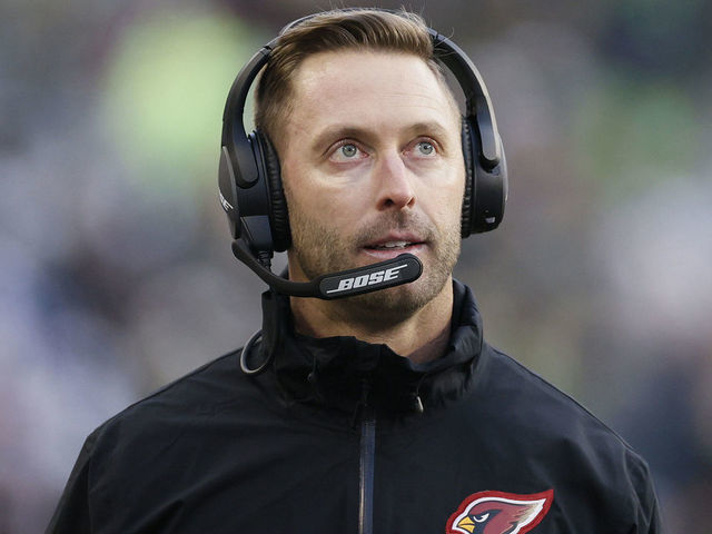 SEATTLE, WASHINGTON - NOVEMBER 21: Head coach Kliff Kingsbury of the Arizona Cardinals looks on during the second half against the Seattle Seahawks at Lumen Field on November 21, 2021 in Seattle, Washington.