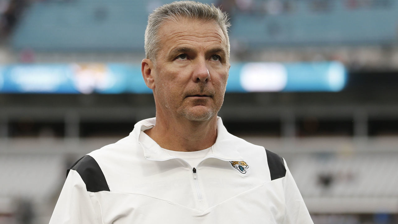 JACKSONVILLE, FL - NOVEMBER 28: Jacksonville Jaguars head coach Urban Meyer during the game between the Atlanta Falcons and the Jacksonville Jaguars on November 28, 2021 at TIAA Bank Field in Jacksonville, Fl.