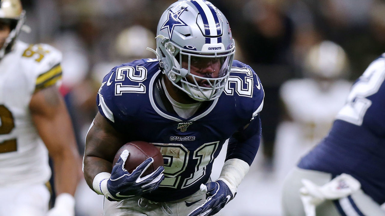 NEW ORLEANS, LOUISIANA - SEPTEMBER 29: Ezekiel Elliott #21 of the Dallas Cowboys in action during a game against the New Orleans Saints at the Mercedes Benz Superdome on September 29, 2019 in New Orleans, Louisiana.