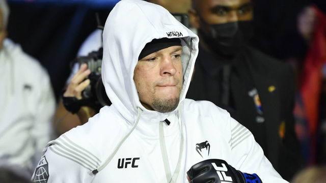 GLENDALE, ARIZONA - JUNE 12: Nate Diaz prepares to fight Leon Edwards of Jamaica in their welterweight fight during the UFC 263 event at Gila River Arena on June 12, 2021 in Glendale, Arizona.