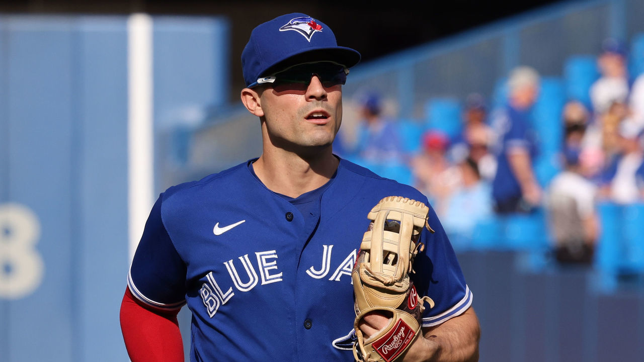 TORONTO, ON - OCTOBER 02: Toronto Blue Jays Outfield Randal Grichuk (15) runs of the field during the Baltimore Orioles versus the Toronto Blue Jays game on October 02, 2021, at Rogers Centre in Toronto, ON