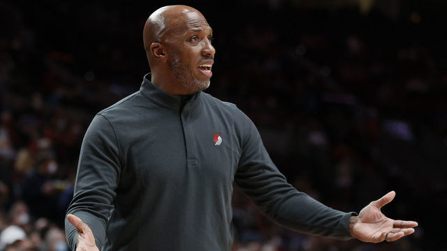 PORTLAND, OREGON - NOVEMBER 30: Head coach Chauncey Billups of the Portland Trail Blazers looks on against the Detroit Pistons during the third quarter at Moda Center on November 30, 2021 in Portland, Oregon.