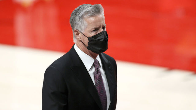 PORTLAND, OREGON - MAY 29: General Manager Neil Olshey of the Portland Trail Blazers looks on before the game against the Denver Nuggets at Moda Center on May 29, 2021 in Portland, Oregon.