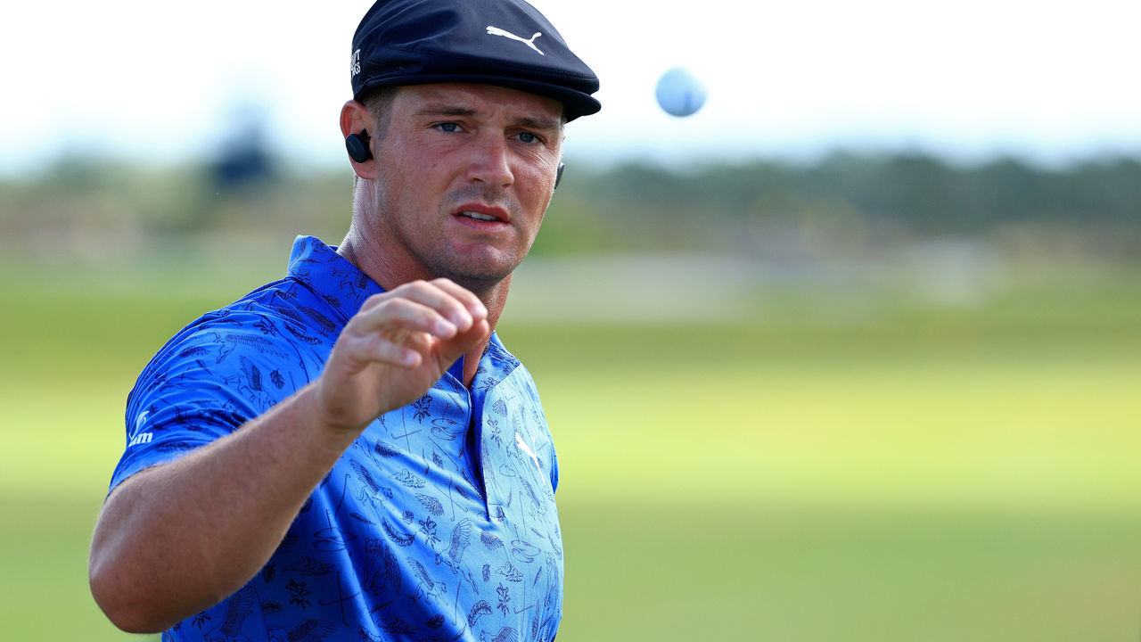 NASSAU, BAHAMAS - DECEMBER 03: Bryson DeChambeau of the United States warms up during the second round of the Hero World Challenge at Albany Golf Course on December 03, 2021 in Nassau, .
