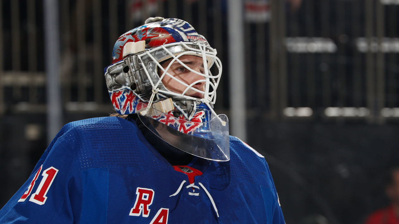 NEW YORK, NY - DECEMBER 01: Igor Shesterkin #31 of the New York Rangers tends the net against the Philadelphia Flyers at Madison Square Garden on December 1, 2021 in New York City.