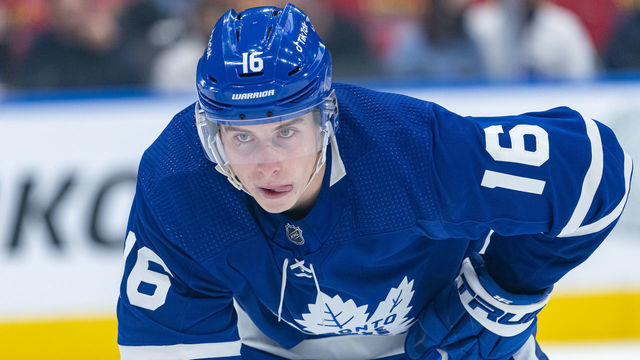 TORONTO, ON - DECEMBER 01: Toronto Maple Leafs Right Wing Mitchell Marner (16) reacts during the NHL regular season game between the Colorado Avalanche and the Toronto Maple Leafs on December 1, 2021, at Scotiabank Arena in Toronto, ON, Canada.