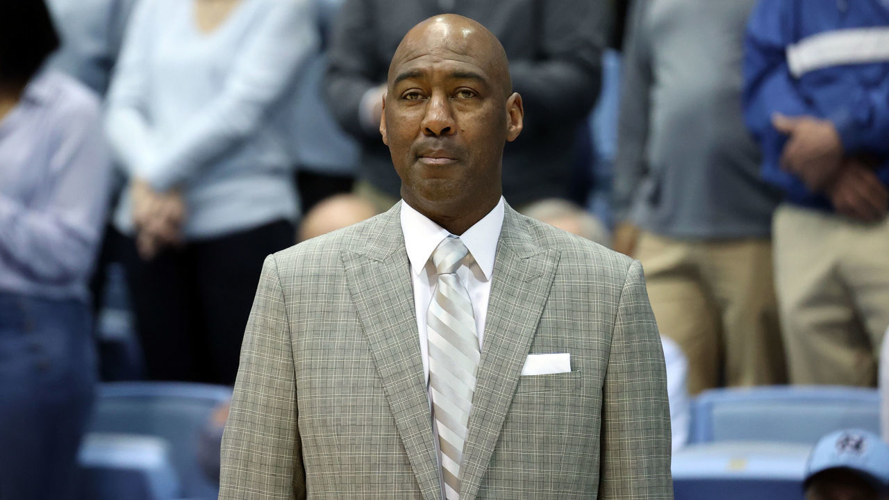 CHAPEL HILL, NC - MARCH 03: Head coach Danny Manning of Wake Forest University during a game between Wake Forest and North Carolina at Dean E. Smith Center on March 03, 2020 in Chapel Hill, North Carolina.