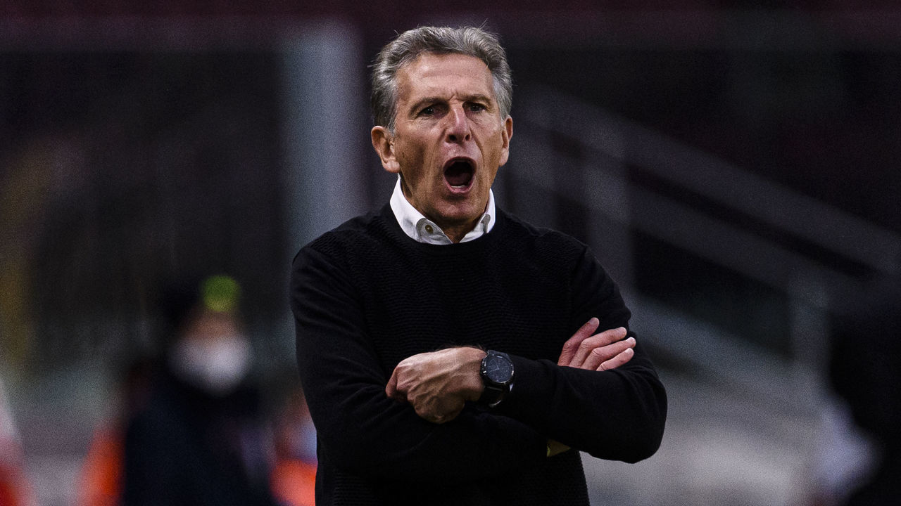 METZ, FRANCE - OCTOBER 30: Claude Puel Saint-Etienne Head Coach during the Ligue 1 Uber Eats match between Metz and Saint-Etienne at Stade Saint-Symphorien on October 30, 2021 in Metz, France.