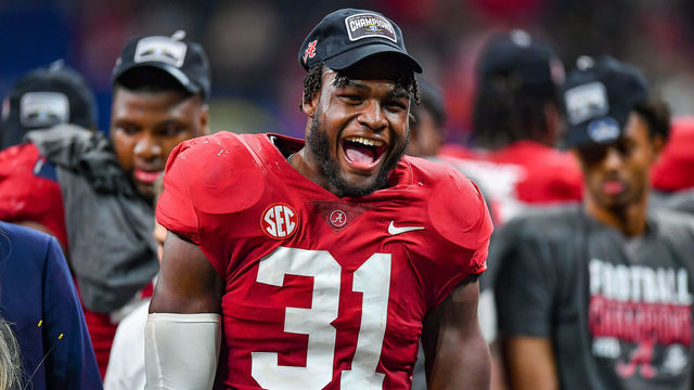ATLANTA, GA DECEMBER 04: Alabama linebacker Will Anderson Jr. (31) reacts following the conclusion of the SEC Championship college football game between the Alabama Crimson Tide and Georgia Bulldogs on December 4th, 2021 at Mercedes Benz Stadium in Atlanta, GA.