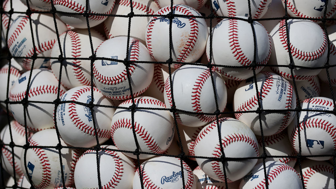 NEW YORK, NY - SEPTEMBER 07: A basket of baseballs during batting practice before a game between the Toronto Blue Jays and New York Yankees at Yankee Stadium on September 7, 2021 in New York City.