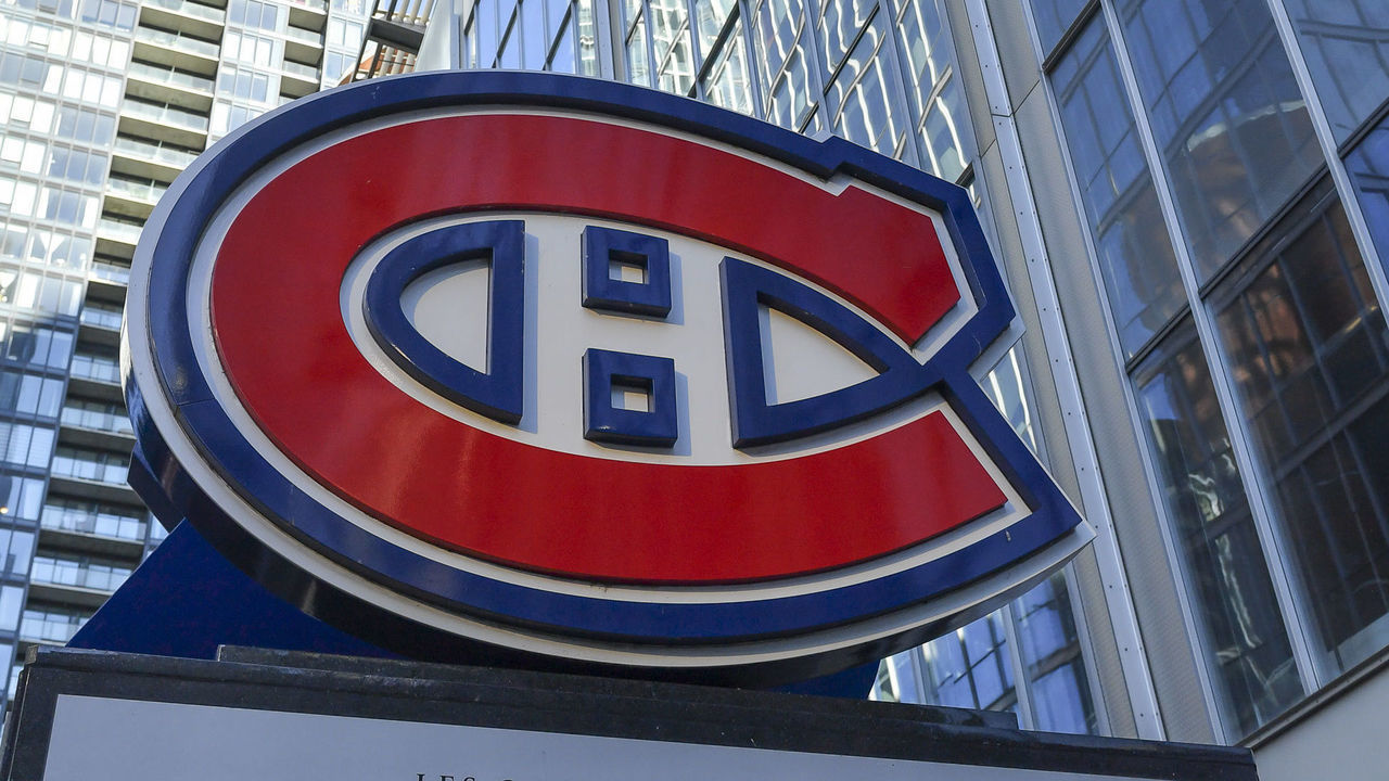 MONTREAL, QC - MAY 29: The Canadiens logo is displayed outside the Bell Centre prior to the game between the Montreal Canadiens and the Toronto Maple Leafs in Game Six of the First Round of the 2021 Stanley Cup Playoffs at the Bell Centre on May 29, 2021 in Montreal, Canada.