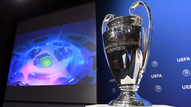 NYON, SWITZERLAND - AUGUST 2: A view of the UEFA Champions League trophy during the UEFA Champions League 2021/22 Play-offs Round draw at the UEFA headquarters, The House of European Football on August 2, 2021, in Nyon, Switzerland.