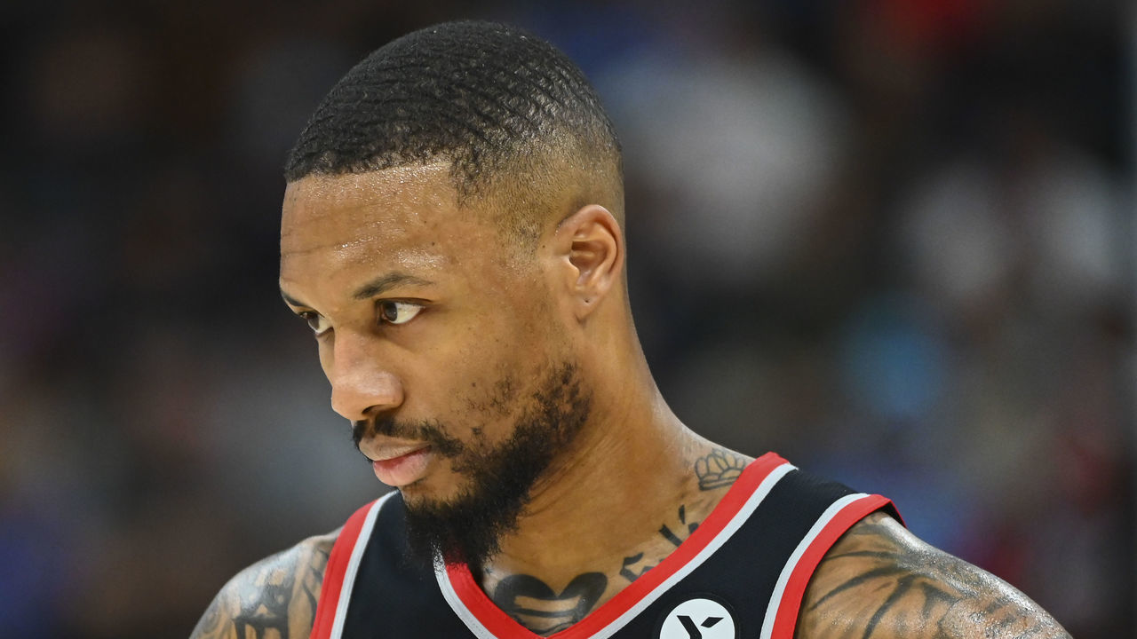 SALT LAKE CITY, UTAH - NOVEMBER 29: Damian Lillard #0 of the Portland Trail Blazers in action during a game against the Utah Jazz at Vivint Smart Home Arena on November 29, 2021 in Salt Lake City, Utah.