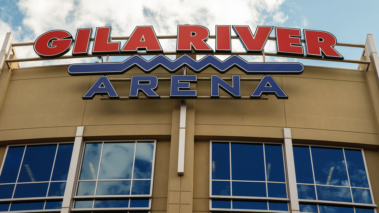 GLENDALE, AZ - APRIL 08: Gila River Arena before the NHL hockey game between the Minnesota Wild and the Arizona Coyotes on April 8, 2017 at Gila River Arena in Glendale, Arizona.