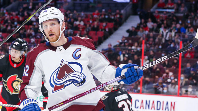 OTTAWA, ONTARIO - DECEMBER 04: Gabriel Landeskog #92 of the Colorado Avalanche skates against the Ottawa Senators at Canadian Tire Centre on December 04, 2021 in Ottawa, Ontario.