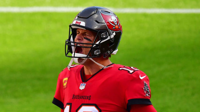 TAMPA, FLORIDA - DECEMBER 12: Tom Brady #12 of the Tampa Bay Buccaneers reacts prior to the game against the Buffalo Bills at Raymond James Stadium on December 12, 2021 in Tampa, Florida.