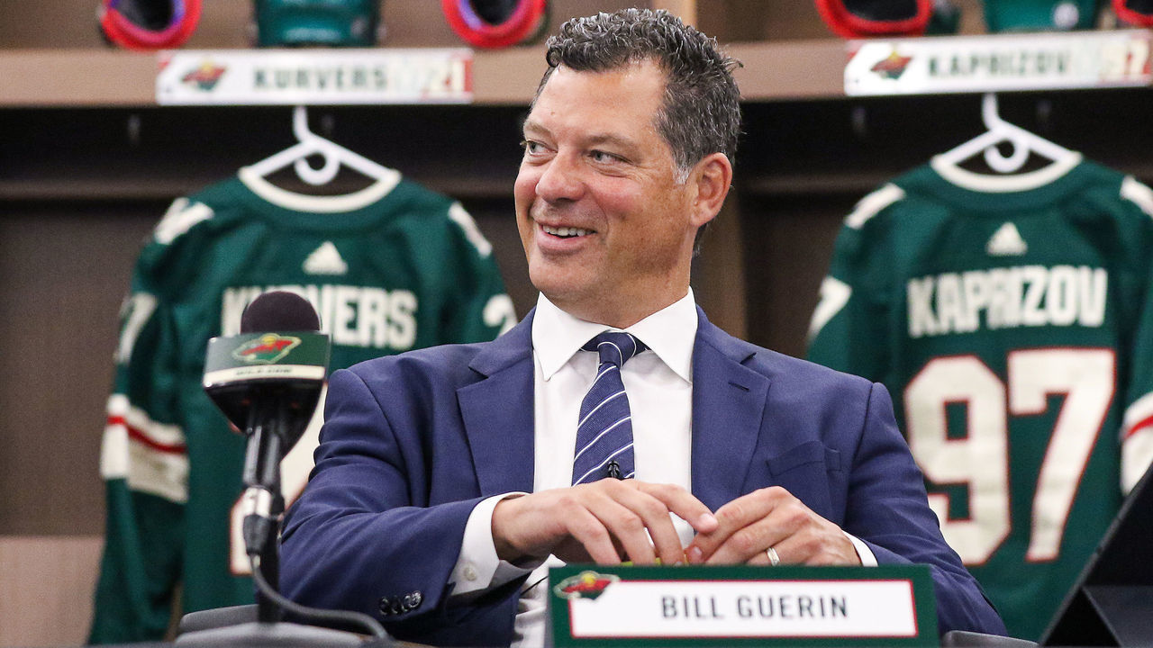 ST. PAUL, MINNESOTA - JULY 24: General Manager Bill Guerin of the Minnesota Wild smiles during rounds 2-7 of the 2021 NHL Entry Draft at TRIA Rink on July 24, 2021 in St. Paul, Minnesota.