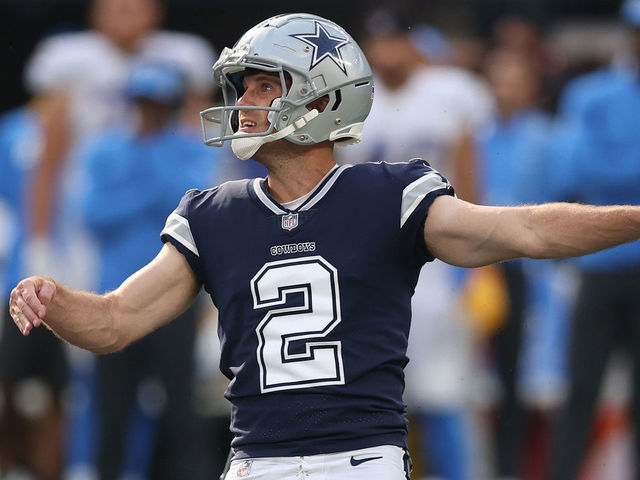 INGLEWOOD, CALIFORNIA - SEPTEMBER 19: Greg Zuerlein #2 of the Dallas Cowboys at SoFi Stadium on September 19, 2021 in Inglewood, California.