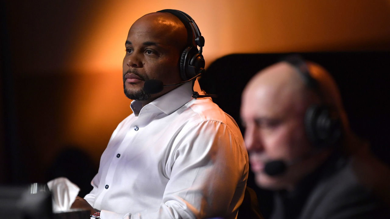 LAS VEGAS, NEVADA - NOVEMBER 21: UFC commentator Daniel Cormier looks on during the UFC 255 event at UFC APEX on November 21, 2020 in Las Vegas, Nevada.