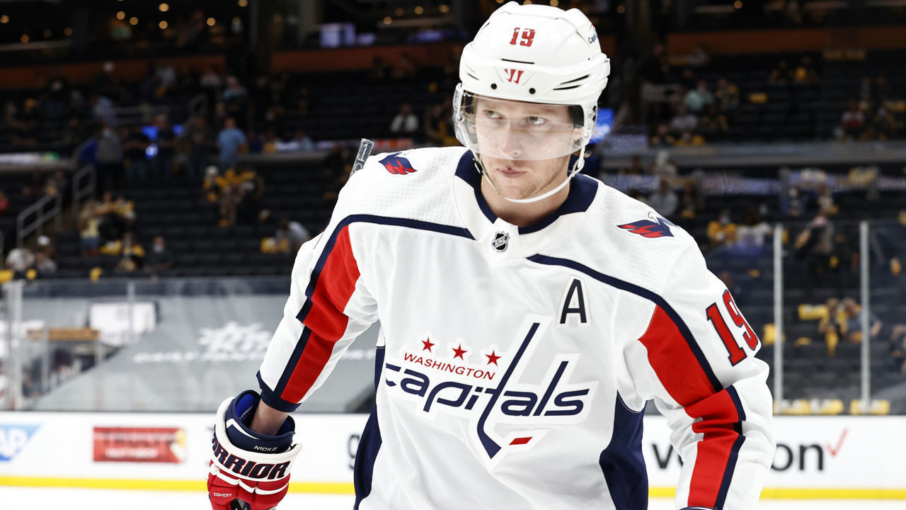 BOSTON, MA - MAY 19: Washington Capitals center Nicklas Backstrom (19) during Game 3 of the NHL Stanley Cup Playoffs First Round between the Boston Bruins and the Washington Capitals on May 19, 2021, at TD Garden in Boston, Massachusetts.