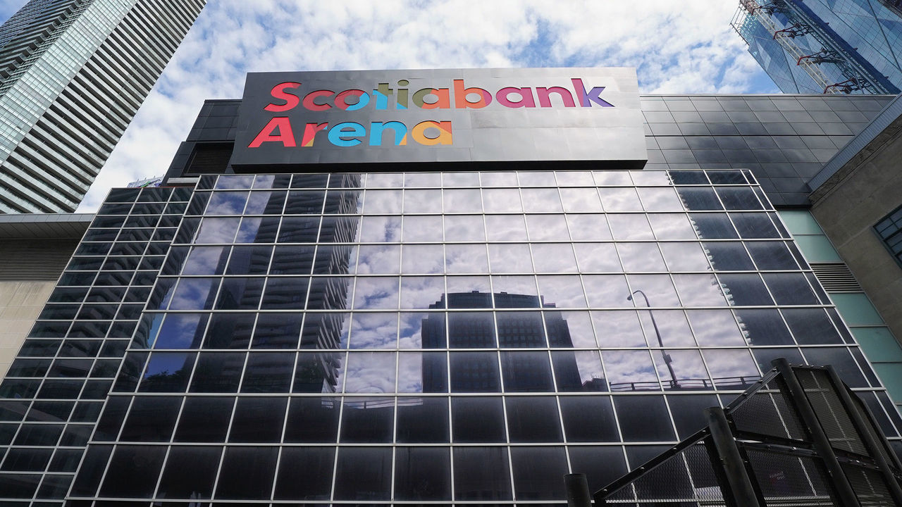 TORONTO, ONTARIO - JULY 29: A general view of the outside of the Scotiabank Arena prior to the exhibition game between the Tampa Bay Lightning and the Florida Panthers prior to the 2020 NHL Stanley Cup Playoffs on July 29, 2020 in Toronto, Ontario, Canada.