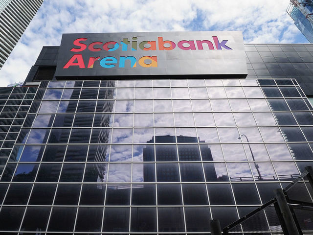 TORONTO, ONTARIO - JULY 29: A general view of the outside of the Scotiabank Arena prior to the exhibition game between the Tampa Bay Lightning and the Florida Panthers prior to the 2020 NHL Stanley Cup Playoffs on July 29, 2020 in Toronto, Ontario, Canada.
