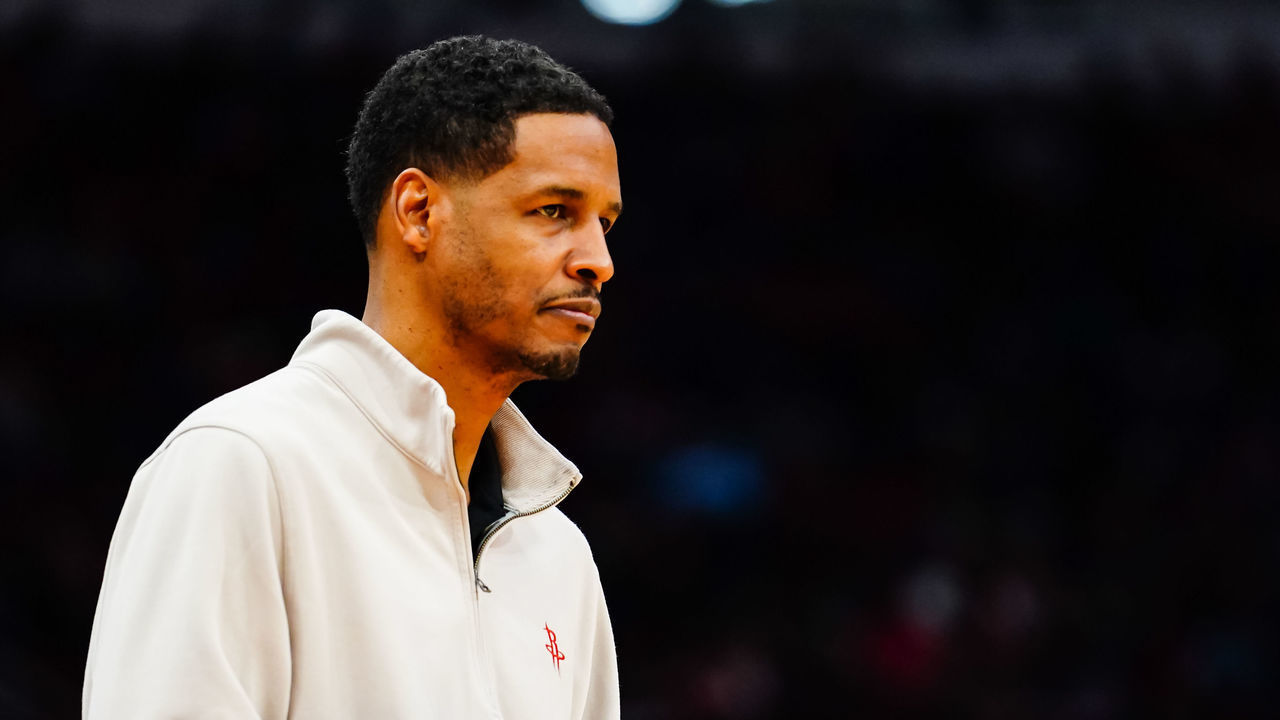 HOUSTON, TX - DECEMBER 05: Coach Stephen Silas of the Houston Rockets looks on during the game agains the New Orleans Pelicans at Toyota Center on December 5, 2021 in Houston, Texas. NOTE TO USER: User expressly acknowledges and agrees that, by downloading and/or using this Photograph, user is consenting to the terms and conditions of the Getty Images License Agreement.