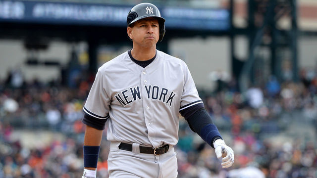 DETROIT, MICHIGAN - APRIL 09: Alex Rodriguez #13 of the New York Yankees looks on after striking out during the game against the Detroit Tigers at Comerica Park on April 9, 2016 in Detroit, Michigan. The Yankees defeated the Tigers 8-4.