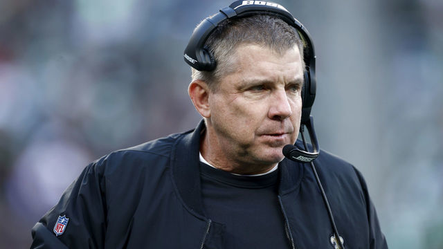 EAST RUTHERFORD, NEW JERSEY - DECEMBER 12: Head coach Sean Payton of the New Orleans Saints looks on during the third quarter of the game between the New Orleans Saints and the New York Jets at MetLife Stadium on December 12, 2021 in East Rutherford, New Jersey.