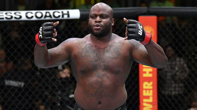 LAS VEGAS, NEVADA - DECEMBER 18: Derrick Lewis celebrates after his knockout victory over Chris Daukaus in their heavyweight fight during the UFC Fight Night event at UFC APEX on December 18, 2021 in Las Vegas, Nevada.