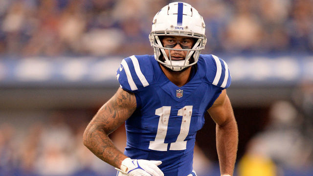 INDIANAPOLIS, IN - SEPTEMBER 19: Indianapolis Colts Wide Receiver Michael Pittman (11) jogs across the field during the NFL football game between the Los Angeles Rams and the Indianapolis Colts on September 19, 2021, at Lucas Oil Stadium in Indianapolis, Indiana.