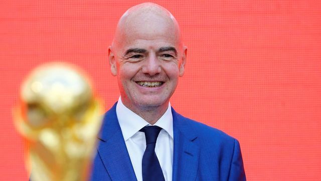 MOSCOW, RUSSIA - SEPTEMBER 09 : FIFA President Gianni Infantino attends the official kickoff ceremony for the 2018 FIFA World Cup Trophy Tour, at Luzhniki Stadium in Moscow, Russia, on September 09, 2017.