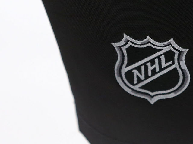 BOSTON, MA - NOVEMBER 09: General view of the NHL logo on game pants during a NHL game between Ottawa Senators and Boston Bruins on November 9, 2021, at TD Garden in Boston, MA.