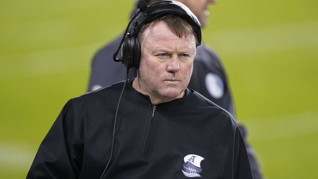TORONTO, ON - NOVEMBER 16: Defensive consultant Chris Jones of the Toronto Argonauts before a game against the Edmonton Elks at BMO Field on November 16, 2021 in Toronto, Canada.