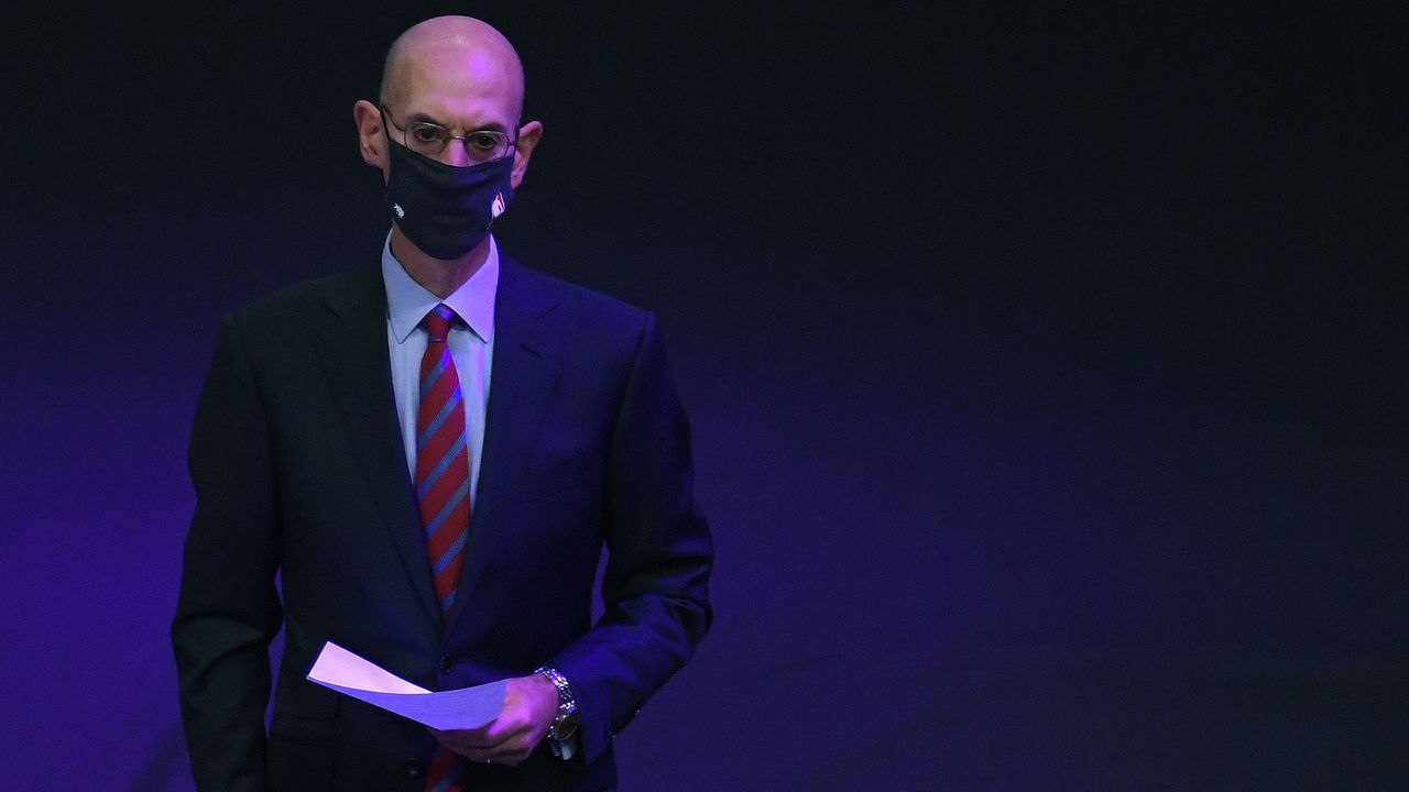 LOS ANGELES, CALIFORNIA - DECEMBER 22: NBA Commissioner Adam Silver waits to speak at the Los Angeles Lakers championship ring ceremony before the season opening game against the LA Clippers at Staples Center on December 22, 2020 in Los Angeles, California.