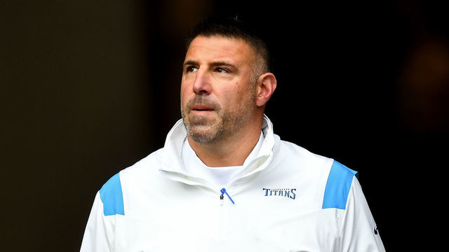 PITTSBURGH, PENNSYLVANIA - DECEMBER 19: Head coach Mike Vrabel of the Tennessee Titans looks walks onto the field during warm ups prior to the game against the Pittsburgh Steelers at Heinz Field on December 19, 2021 in Pittsburgh, Pennsylvania.