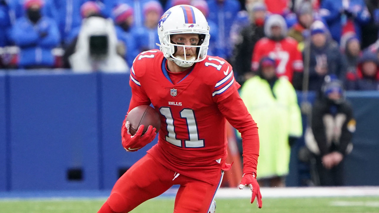 ORCHARD PARK, NEW YORK - DECEMBER 19: Cole Beasley #11 of the Buffalo Bills during the game against the Carolina Panthers at Highmark Stadium on December 19, 2021 in Orchard Park, New York.