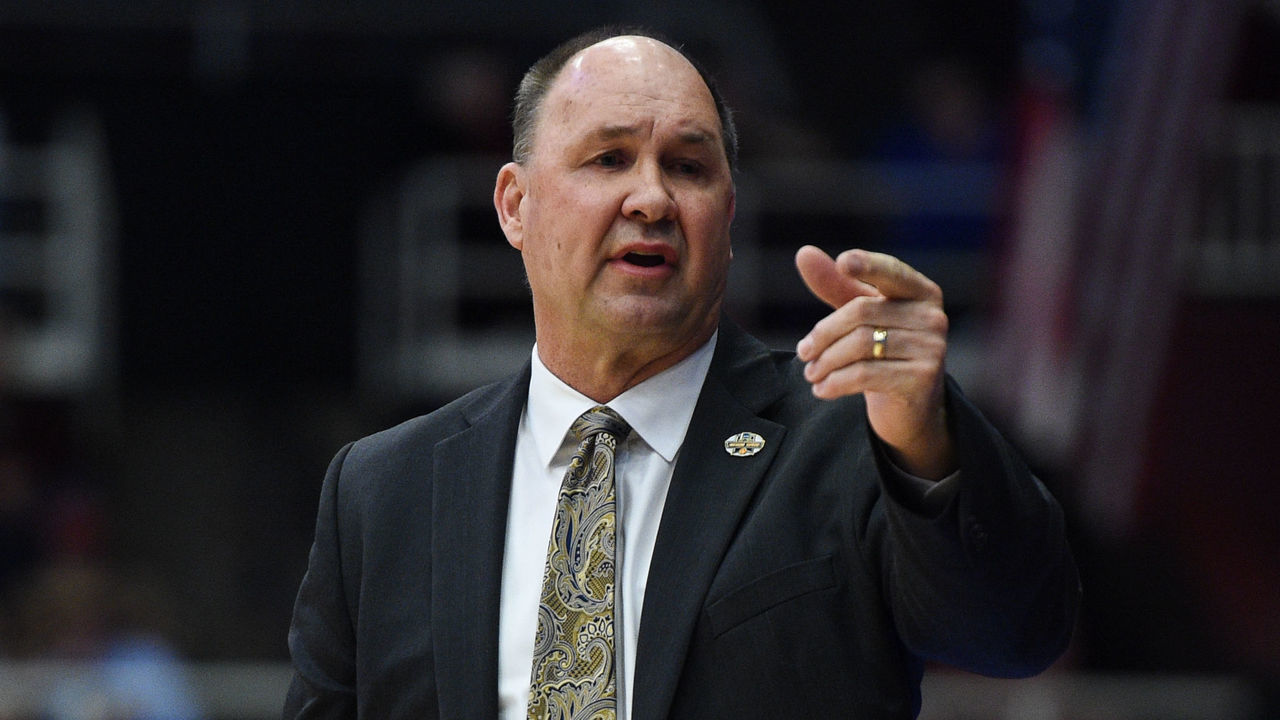 PALO ALTO, CA - MARCH 25: BYU Cougars head coach Jeff Judkins during the second round of the NCAA Women's Basketball Tournament game against the Stanford Cardinal at Maples Pavilion on March 25, 2019 in Palo Alto, California.